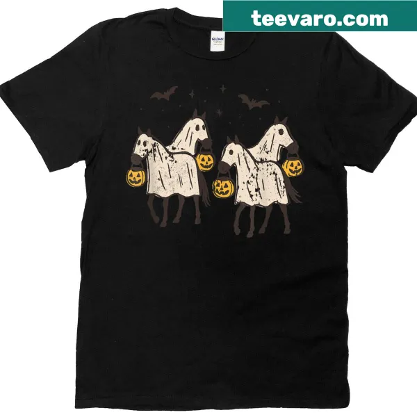 Cute Halloween shirt with ghost horses for kids