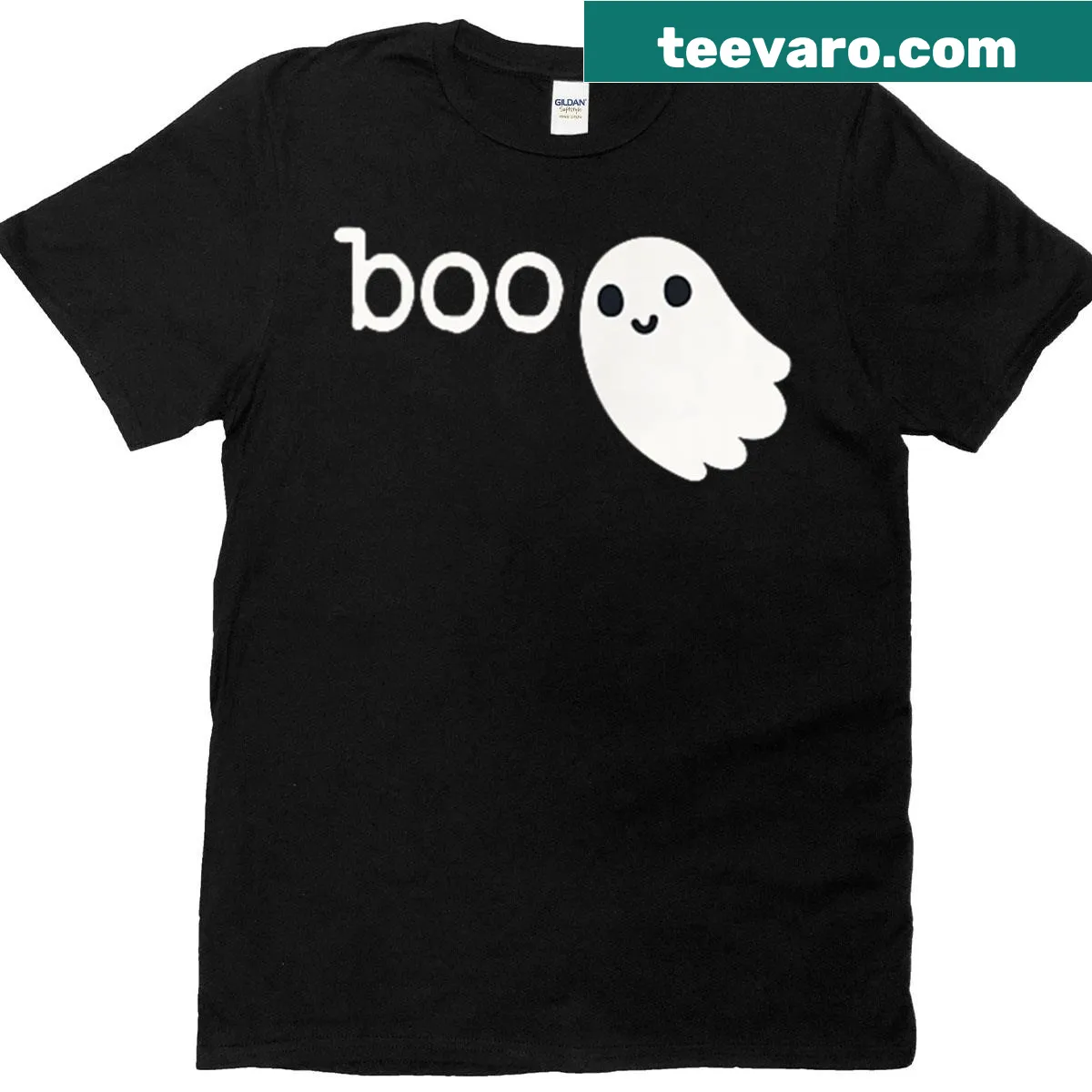 Kawaii ghost illustration t-shirt for Halloween — on a men's t-shirt