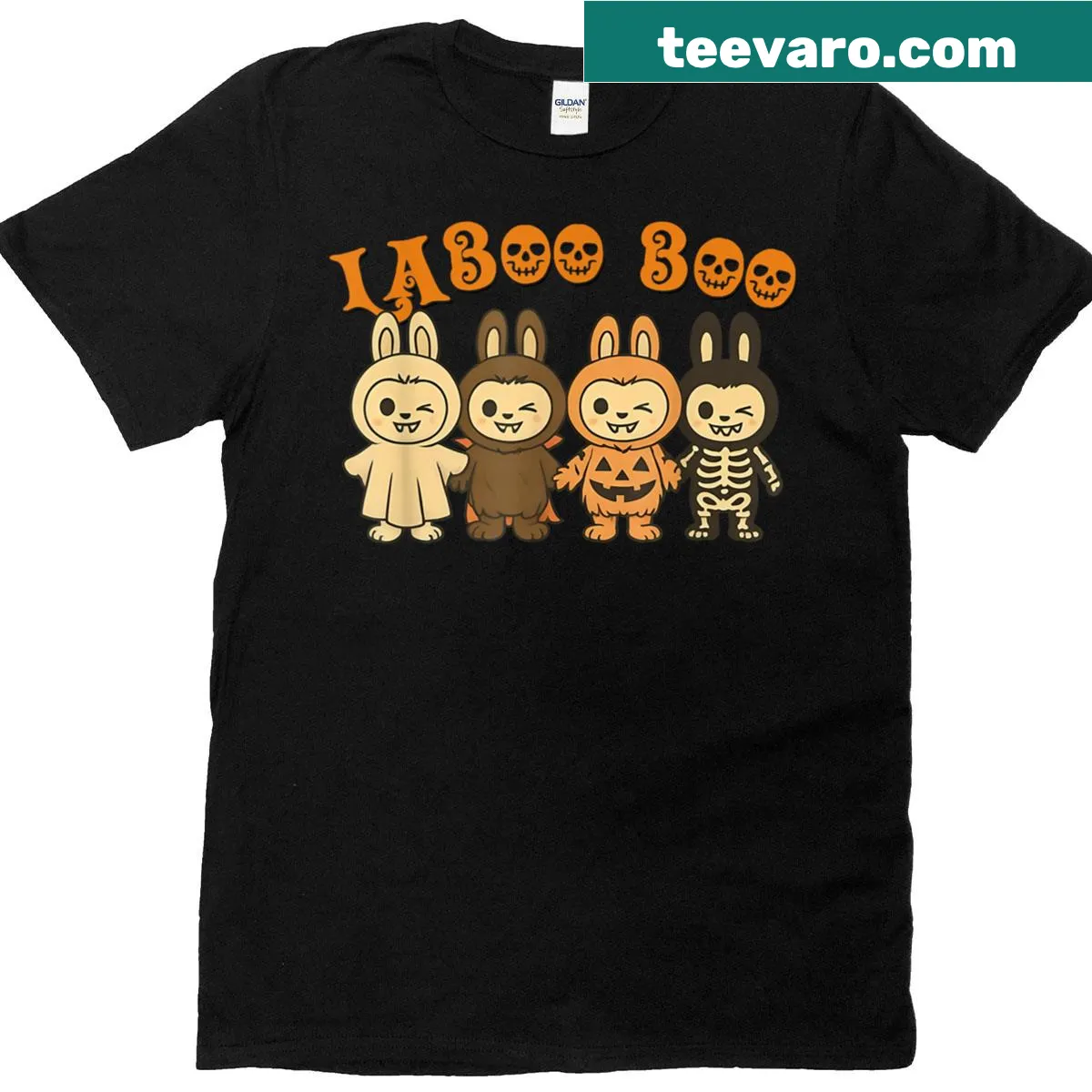 Cute Laboo Boo ghost graphic on Halloween t-shirt — on a men's t-shirt
