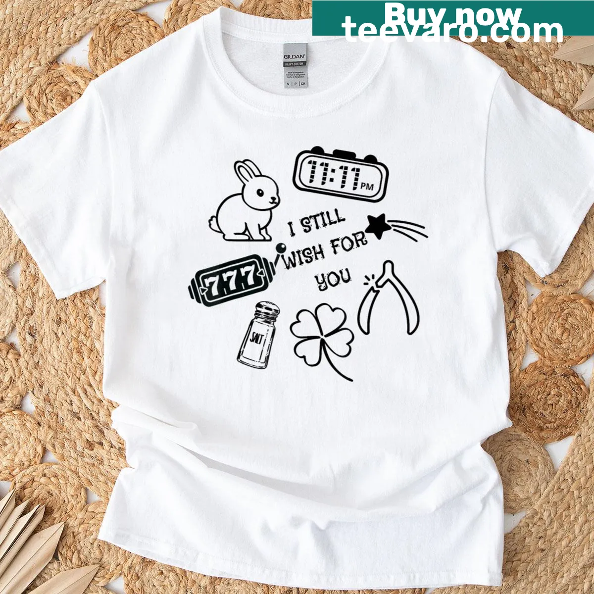 T-shirt featuring a collage of cute lucky charm symbols — on a men's t-shirt