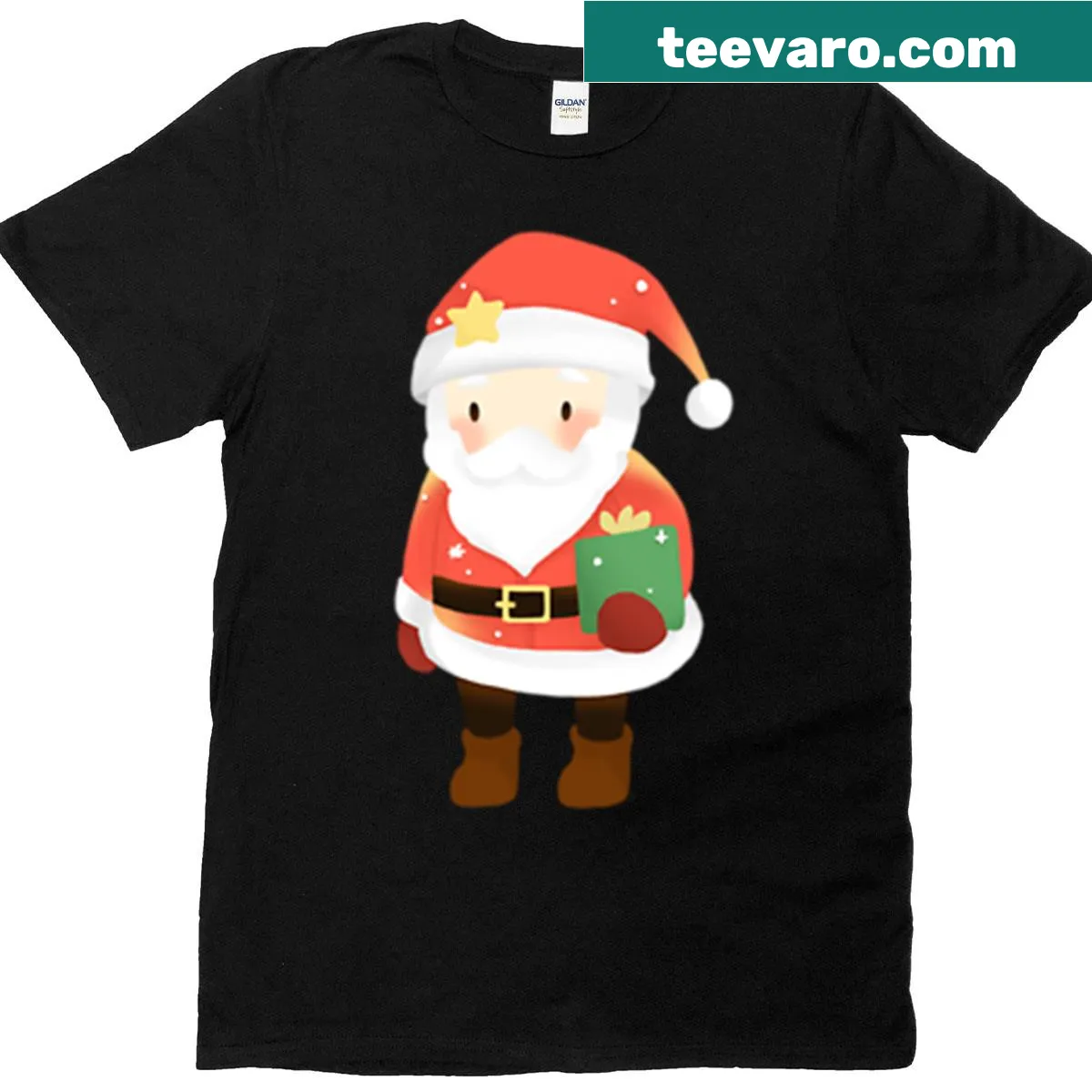 Cute Santa Claus illustration with a gift on t-shirt — on a men's t-shirt
