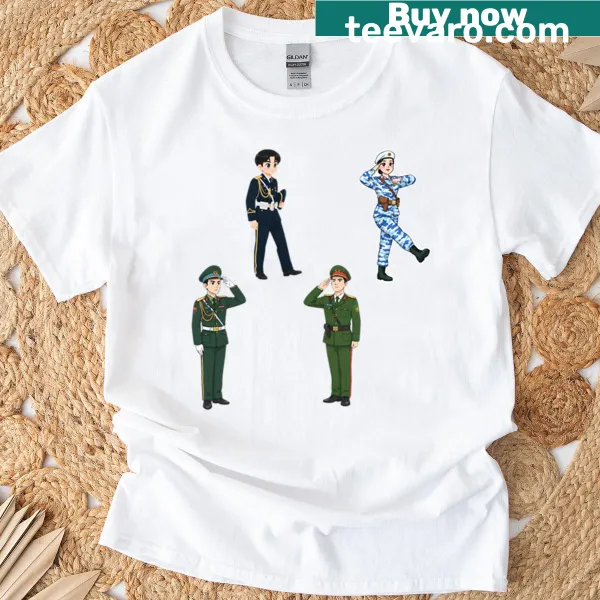 Cute anime Vietnamese soldiers graphic t-shirt