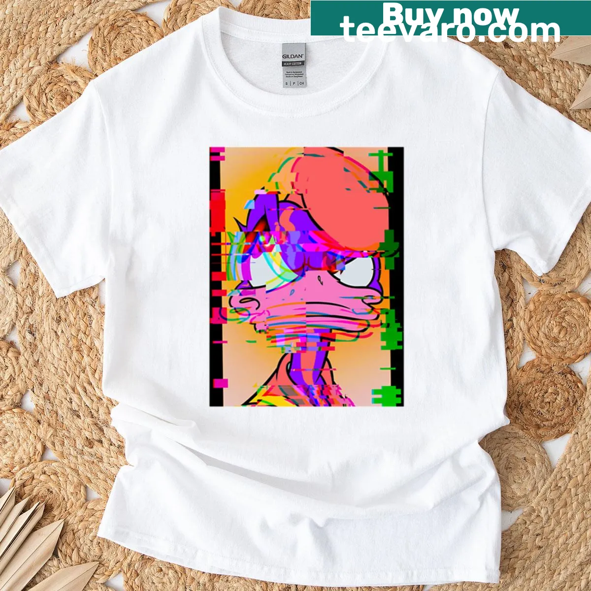 Daffy Duck color phase graphic t-shirt — on a men's t-shirt