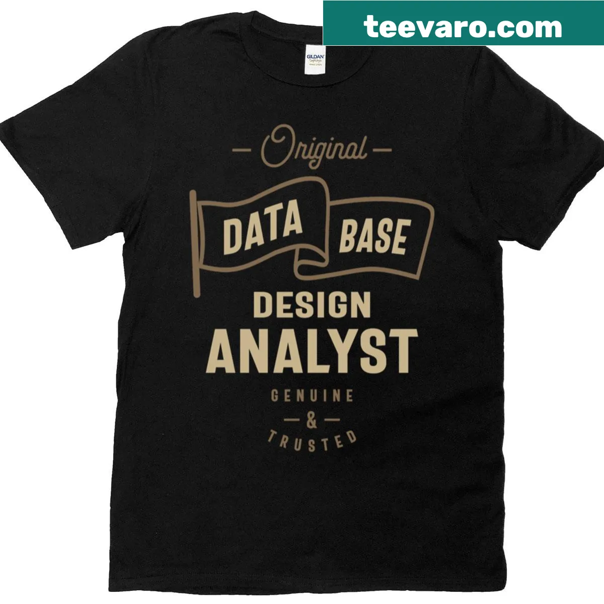 Minimalist Data Base Design Analyst t-shirt for professionals — on a men's t-shirt