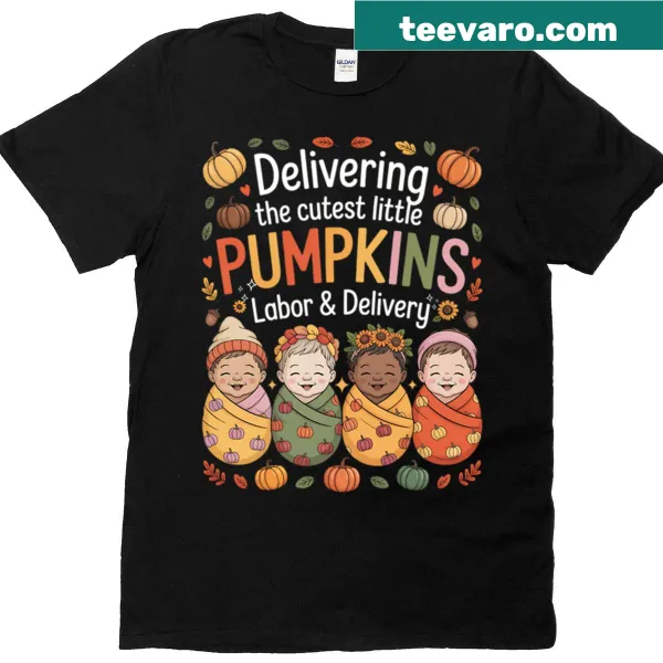 Delivering the cutest little pumpkins fall design t-shirt