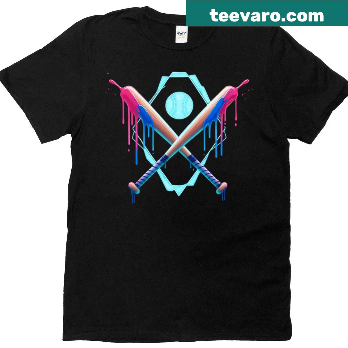 Bold baseball bat graphic t-shirt design — on a men's t-shirt