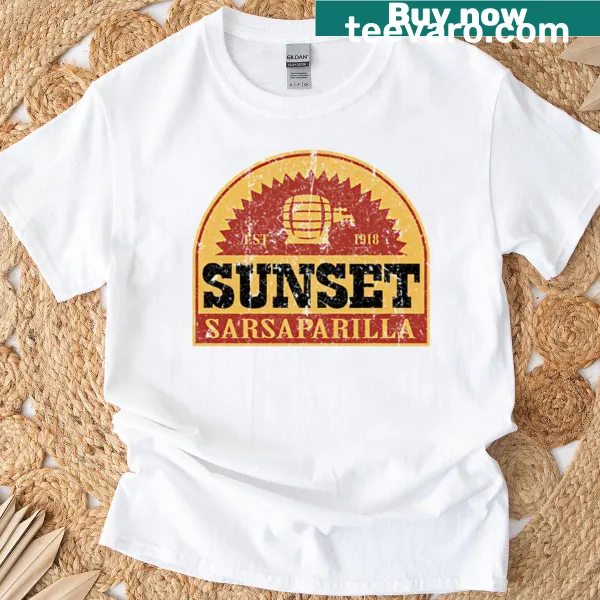 Distressed graphic tee celebrating Sunset Sarsaparilla