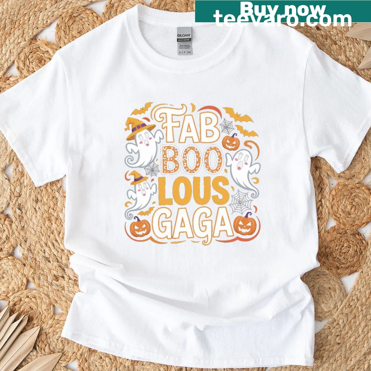 Fun Halloween T-shirt with a spooky ghost and playful text — on a men's t-shirt