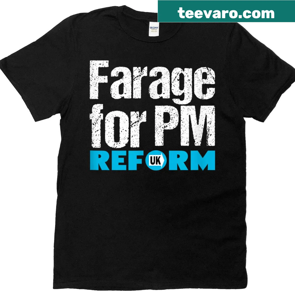 Patriotic call for change design featuring 'Farage For PM' text — on a men's t-shirt