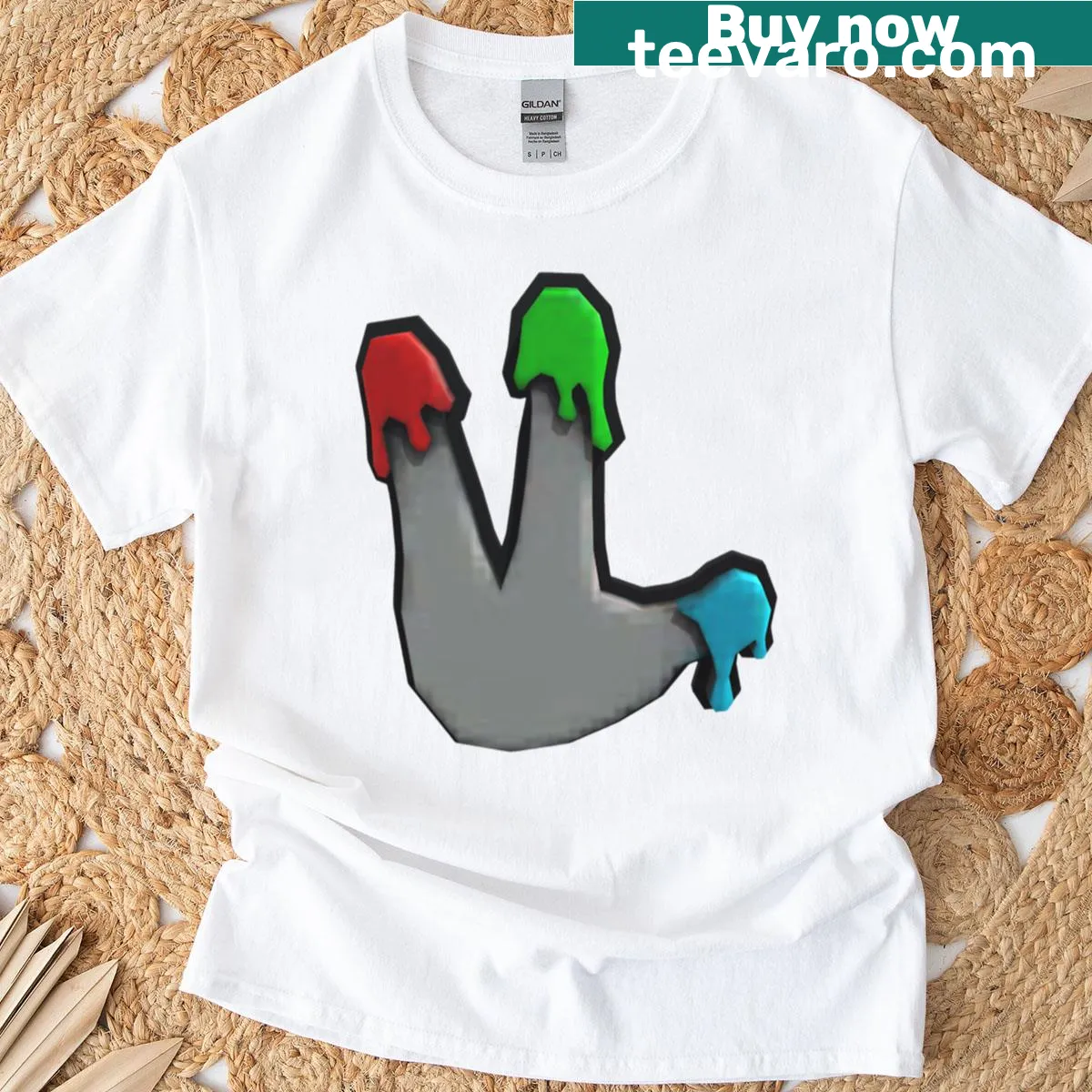 Cartoon graphic T-shirt inspired by Finger Painter Gorilla Tag — on a men's t-shirt