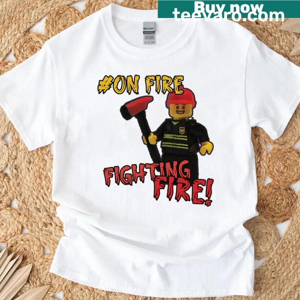 Firefighter toy figure design on T-shirt for kids