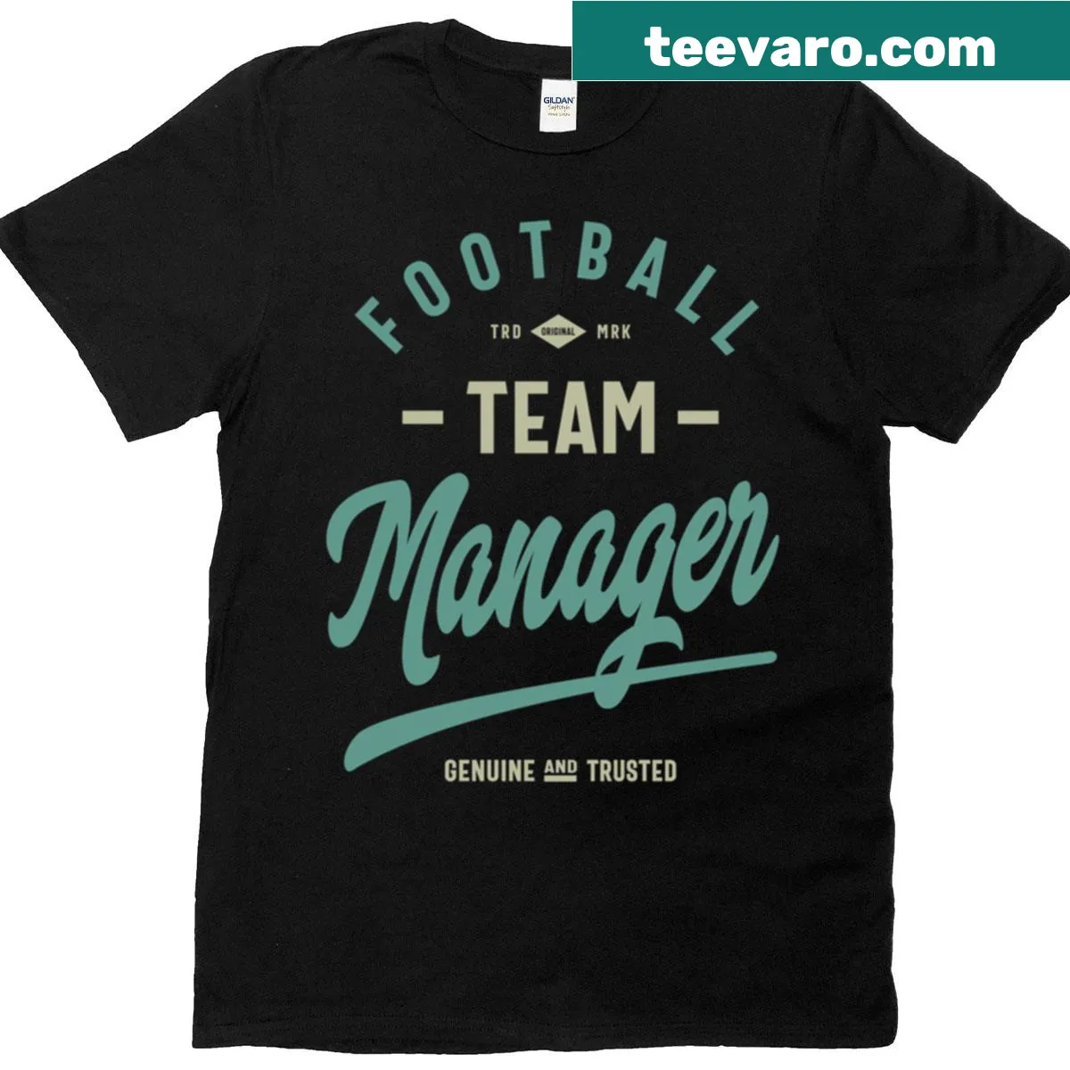 Football Team Manager T-shirt with bold typography — on a men's t-shirt
