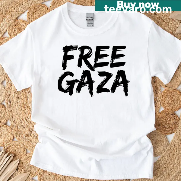 T-shirt featuring bold text 'Free Gaza'