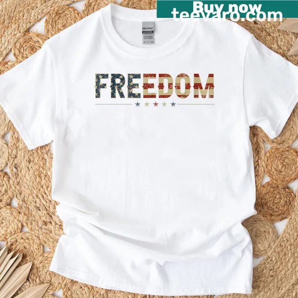 T-shirt with bold text 'Freedom Freedom Charlie'