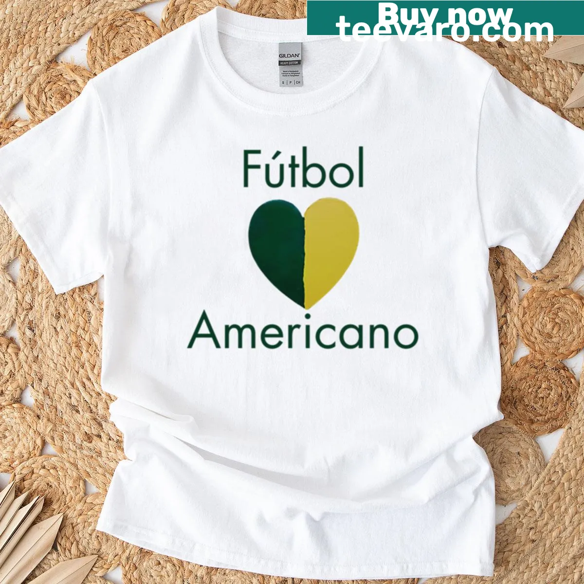 Hand-painted heart football-themed T-shirt for fans — on a men's t-shirt
