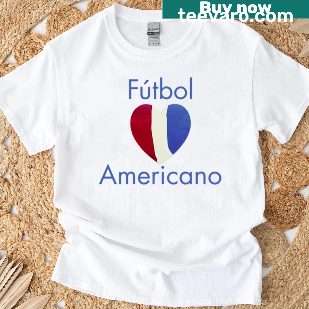 Hand-painted heart football-themed T-shirt for fans — on a men's t-shirt