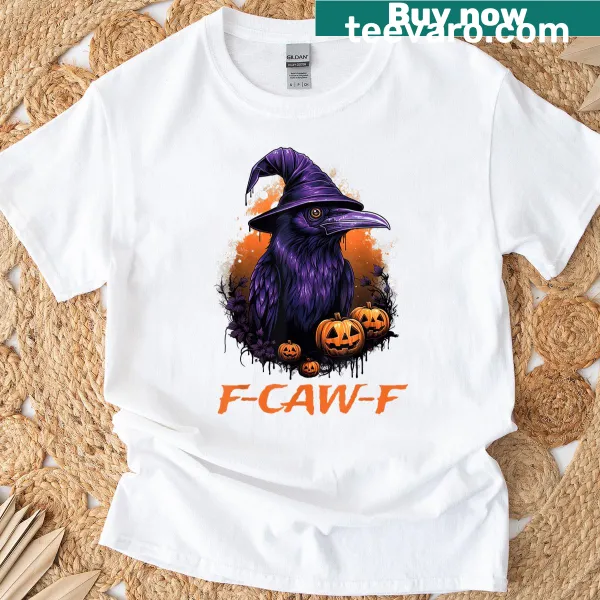 Illustrated raven Halloween T-shirt with humorous text