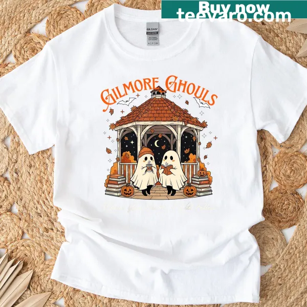 Humorous Halloween graphic t-shirt with Gilmore Ghouls theme