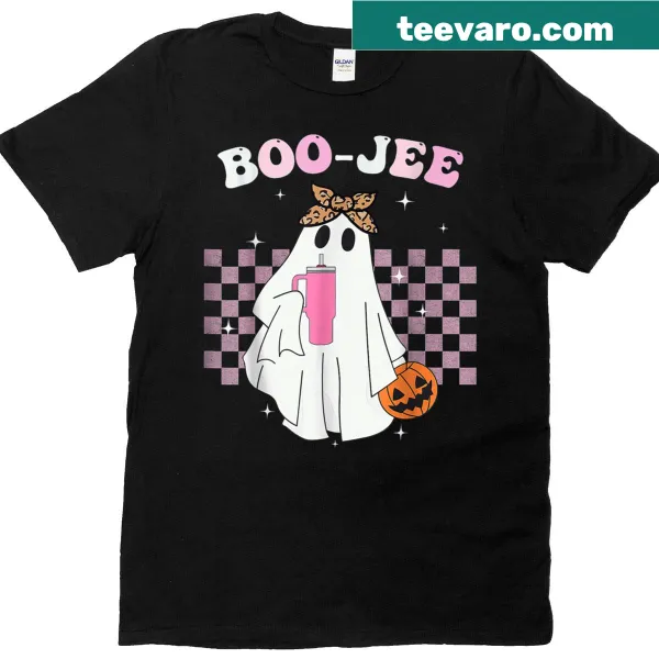 Boo-jee ghost design in vintage-distressed style for Halloween