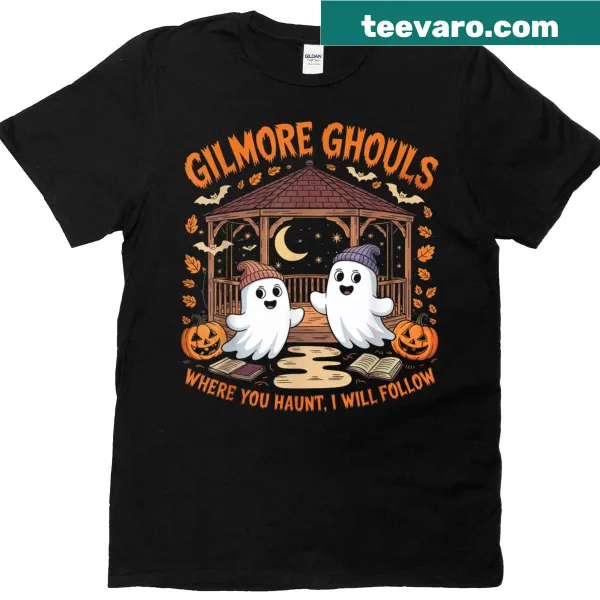 Ghost-themed Halloween T-shirt with a humorous phrase about following