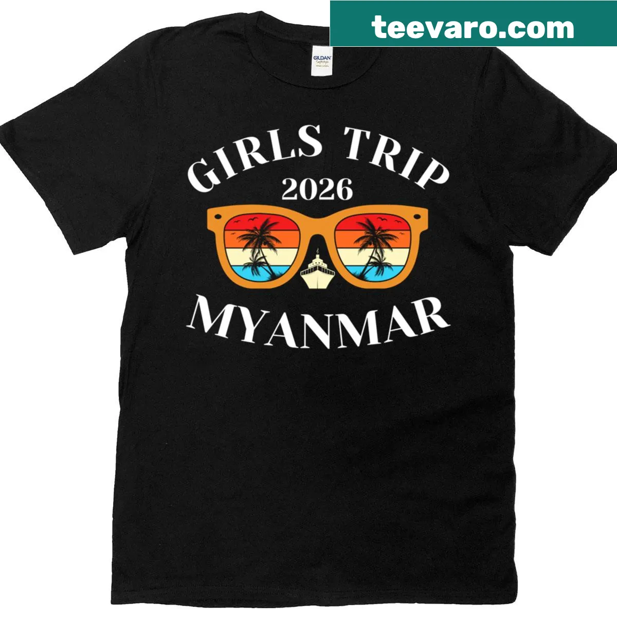 T-shirt celebrating a girls trip to Myanmar for Spring Break 2026 — on a men's t-shirt