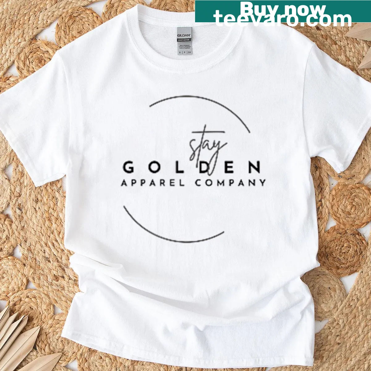 Scenic T-shirt featuring a golden bay reflection — on a men's t-shirt
