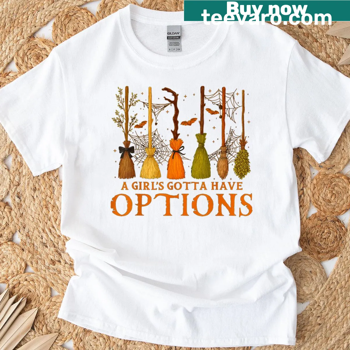 Whimsical Halloween witch graphic on a T-shirt — on a men's t-shirt