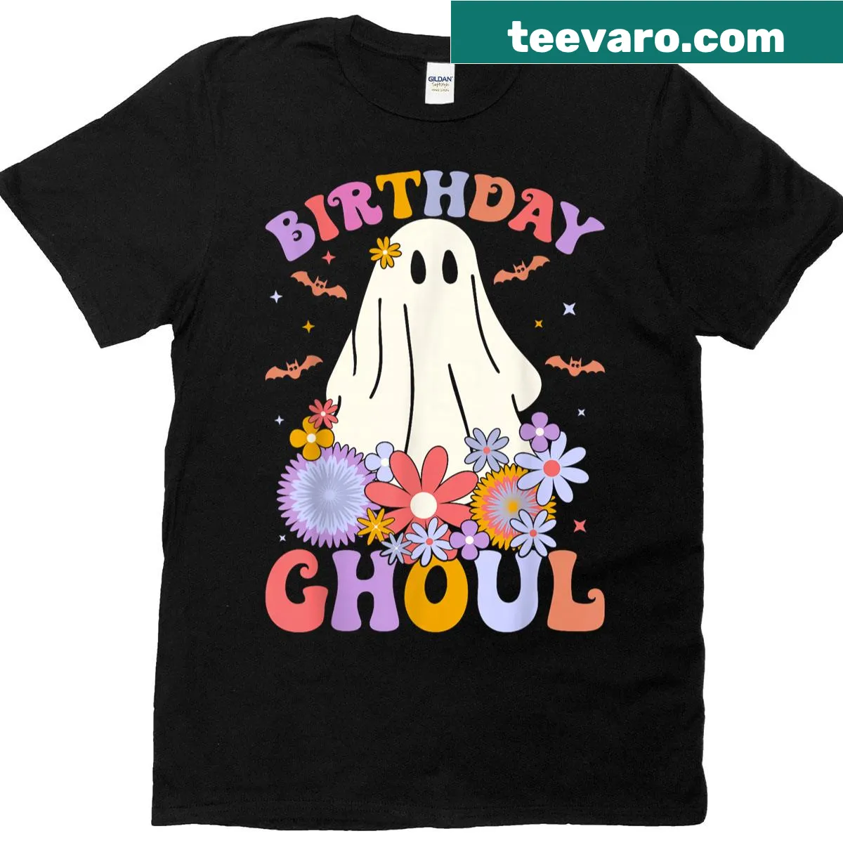 Birthday-themed Halloween T-shirt featuring a cute ghoul design — on a men's t-shirt