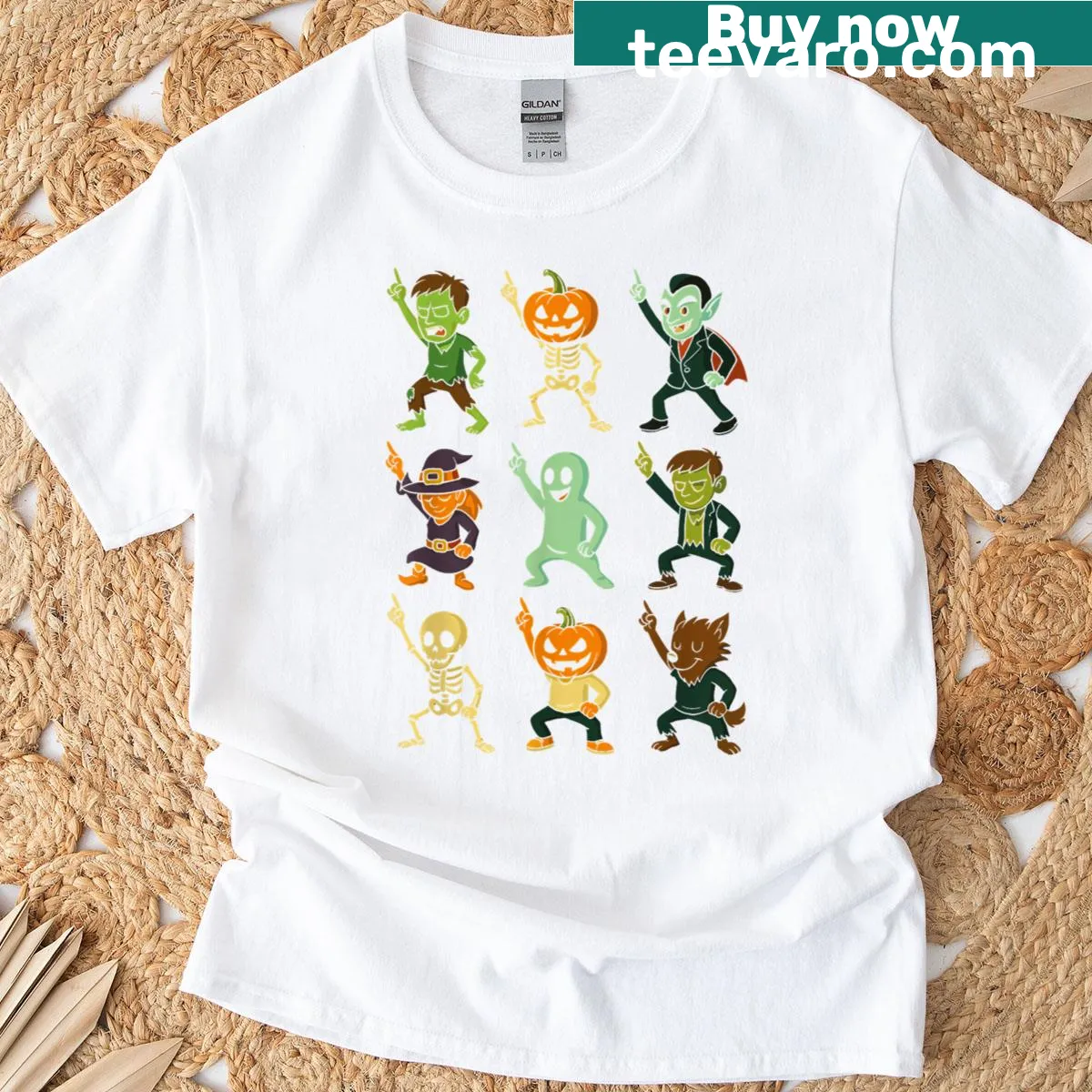 Monsters and zombies dancing at a disco on a T-shirt — on a men's t-shirt