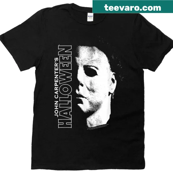 Halloween T-shirt with a large graphic of Michael Myers' face