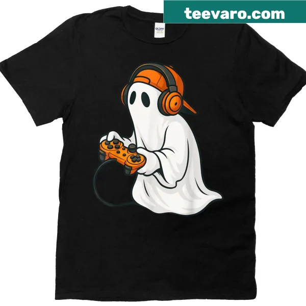 Funny ghost gamer Halloween T-shirt for boys and men