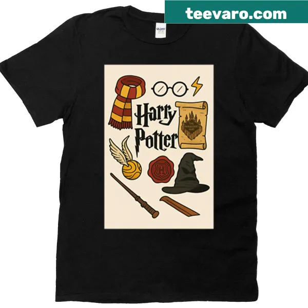 Whimsical illustration of Harry the Wizard on t-shirt