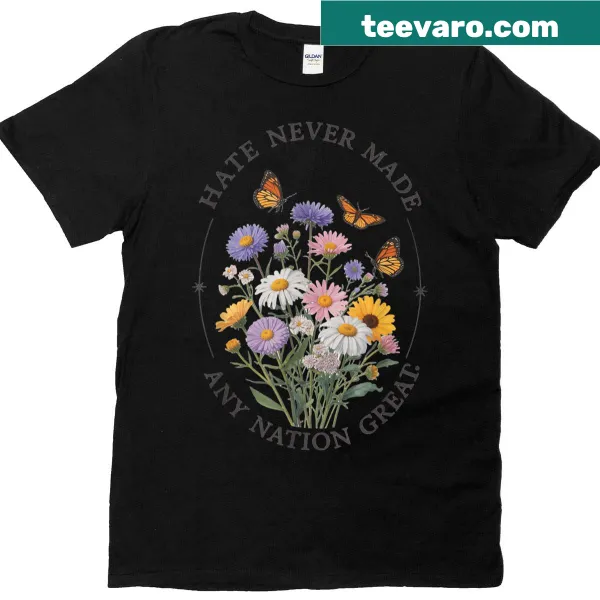 Edgy graphic t-shirt with a powerful message about hate and unity