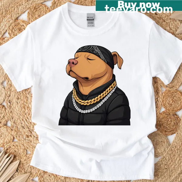 Cartoon hip-hop dog t-shirt with rapper style