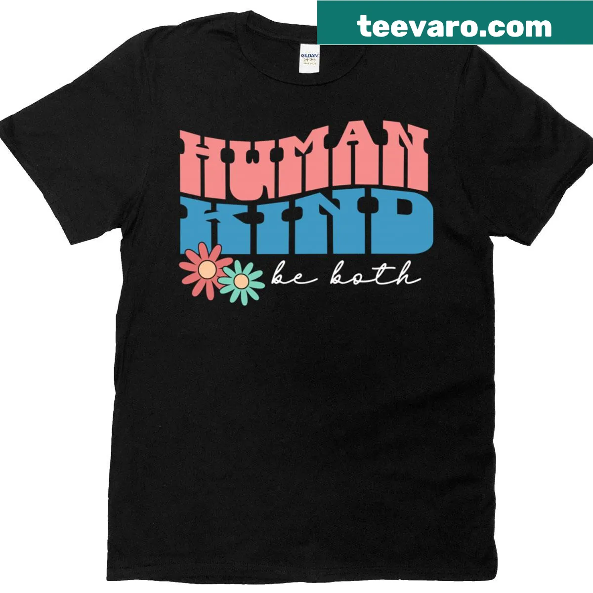 Retro 70s Humankind t-shirt with engaging typography — on a men's t-shirt