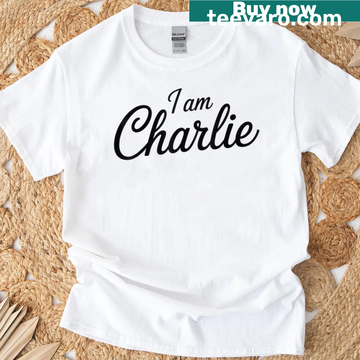 Tribute T-shirt with the phrase 'I Am Charlie' in heartfelt typography — on a men's t-shirt