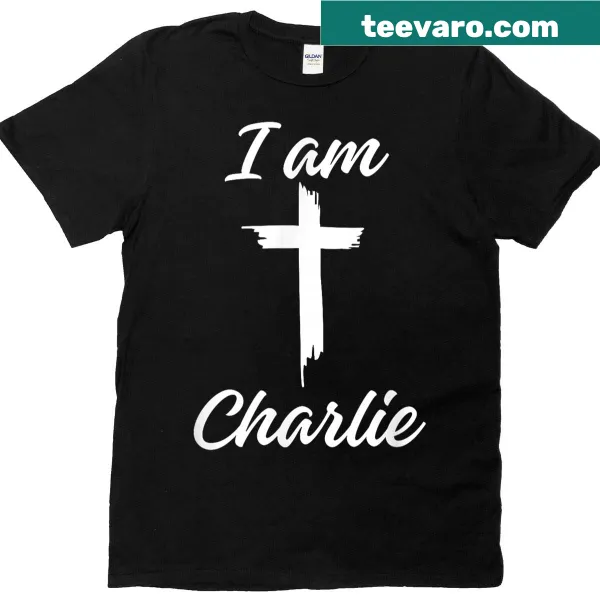 Christian cross design on I Am Charlie T-shirt