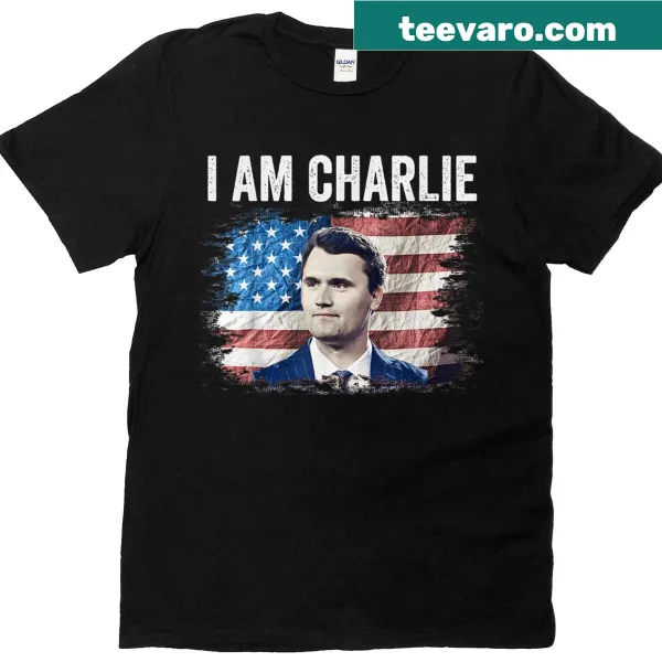 T-shirt with 'I Am Charlie' text in bold typography.