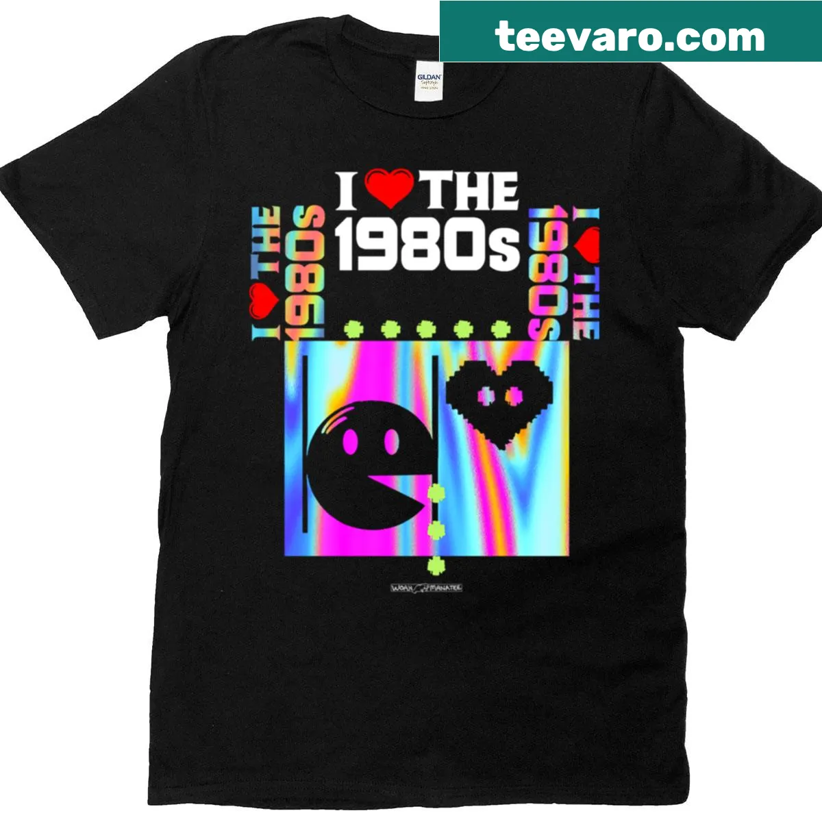 T-shirt with 'I Love The 1980s Video Games' text — on a men's t-shirt