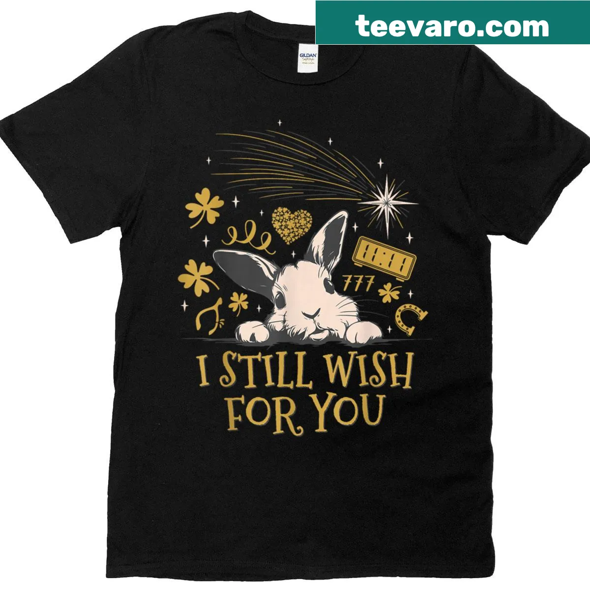 Lucky rabbit and stars design on I Still Wish For You T-shirt — on a men's t-shirt