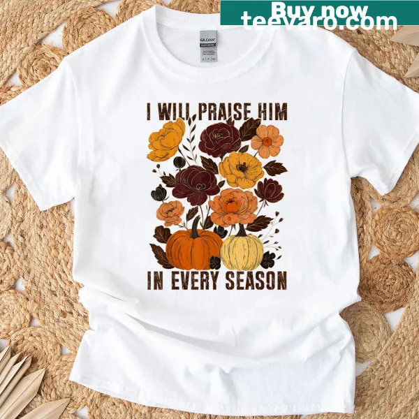 Pumpkin and wildflower graphic T-shirt with uplifting phrase