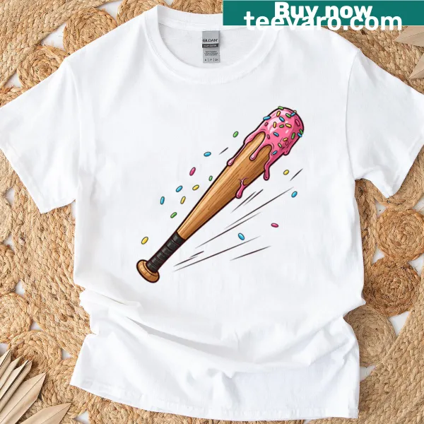 Illustration of melting ice cream cone on baseball T-shirt