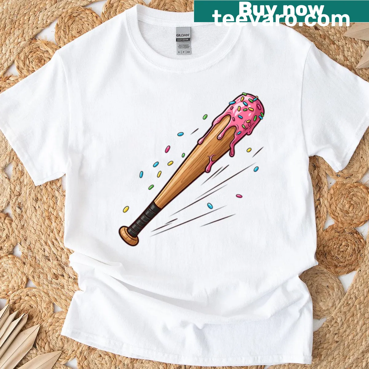 Illustration of melting ice cream cone on baseball T-shirt — on a men's t-shirt