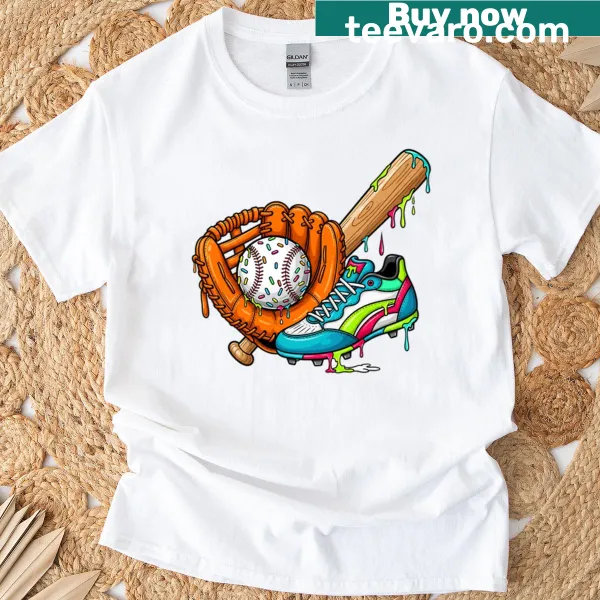 Youth t-shirt with playful ice cream and baseball graphic