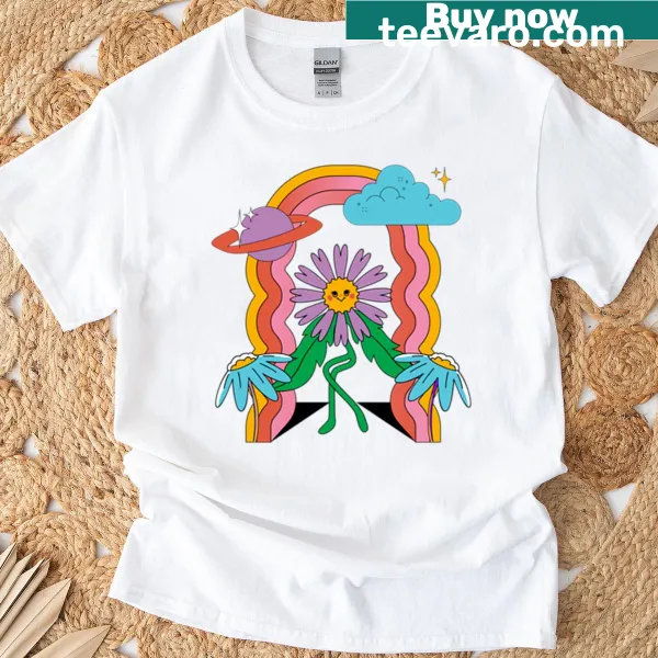 T-shirt with an illustrative bright psychedelic design