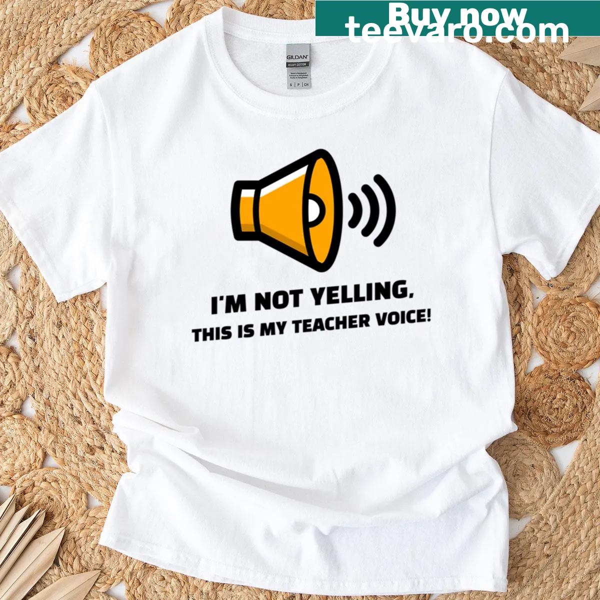 Humorous teacher T-shirt with the phrase about a teacher's voice in fun typography. — on a men's t-shirt