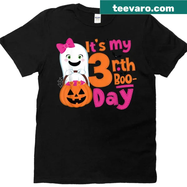Cute ghost birthday T-shirt for 3-year-old girl