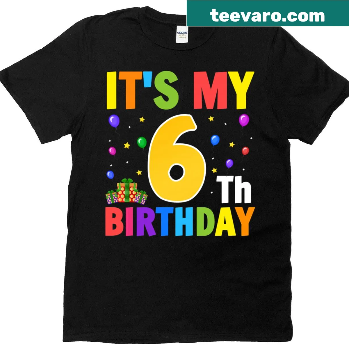 Birthday t-shirt with 'It’s My 6th Birthday' text — on a men's t-shirt