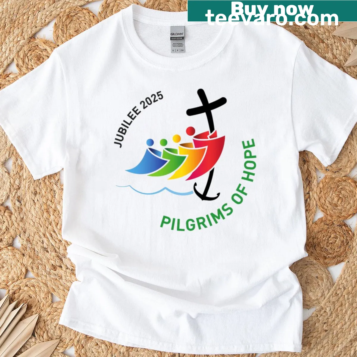 Commemorative Rome Jubilee t-shirt with 2025 logo — on a men's t-shirt