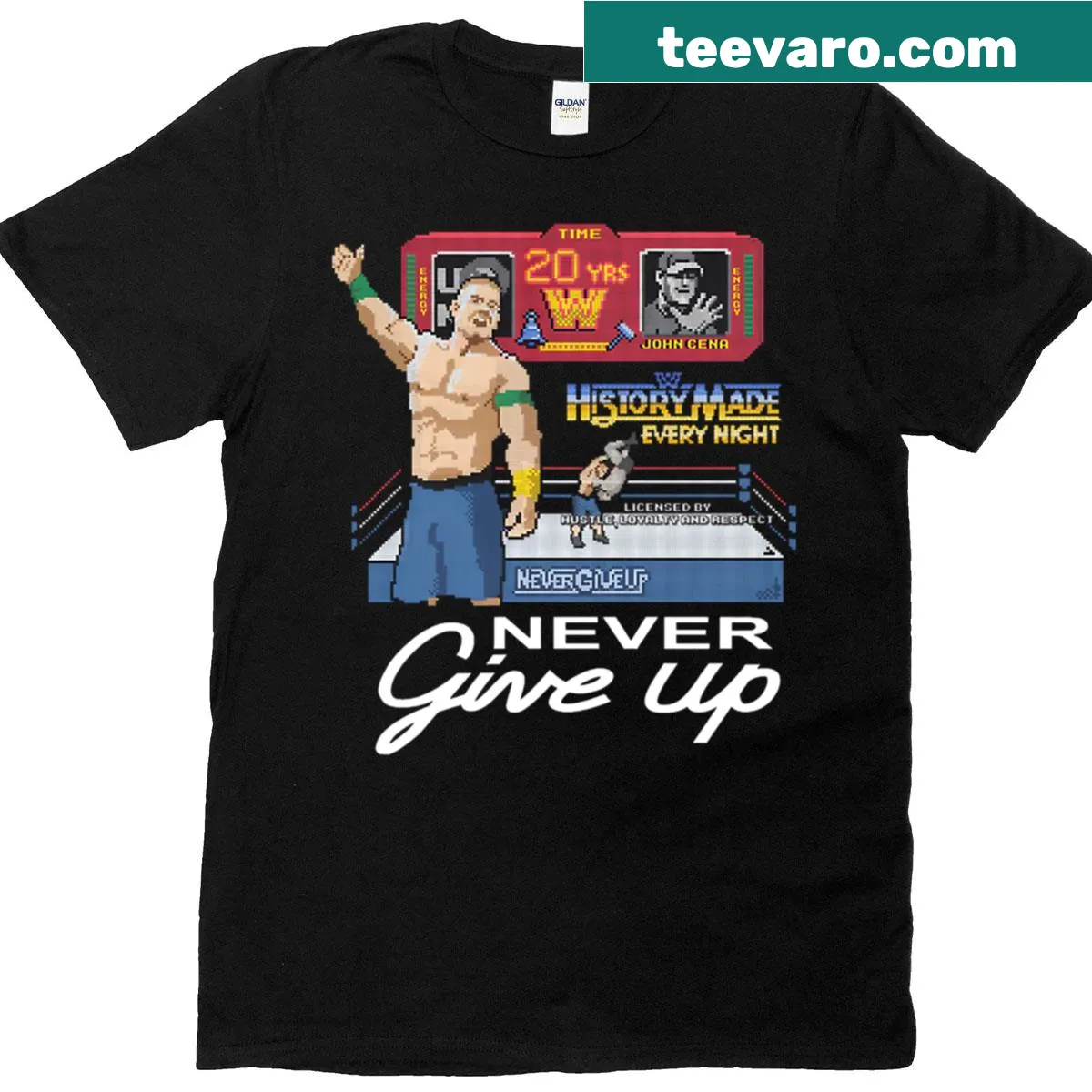 Dedicated T-shirt featuring wrestling star John Cena — on a men's t-shirt
